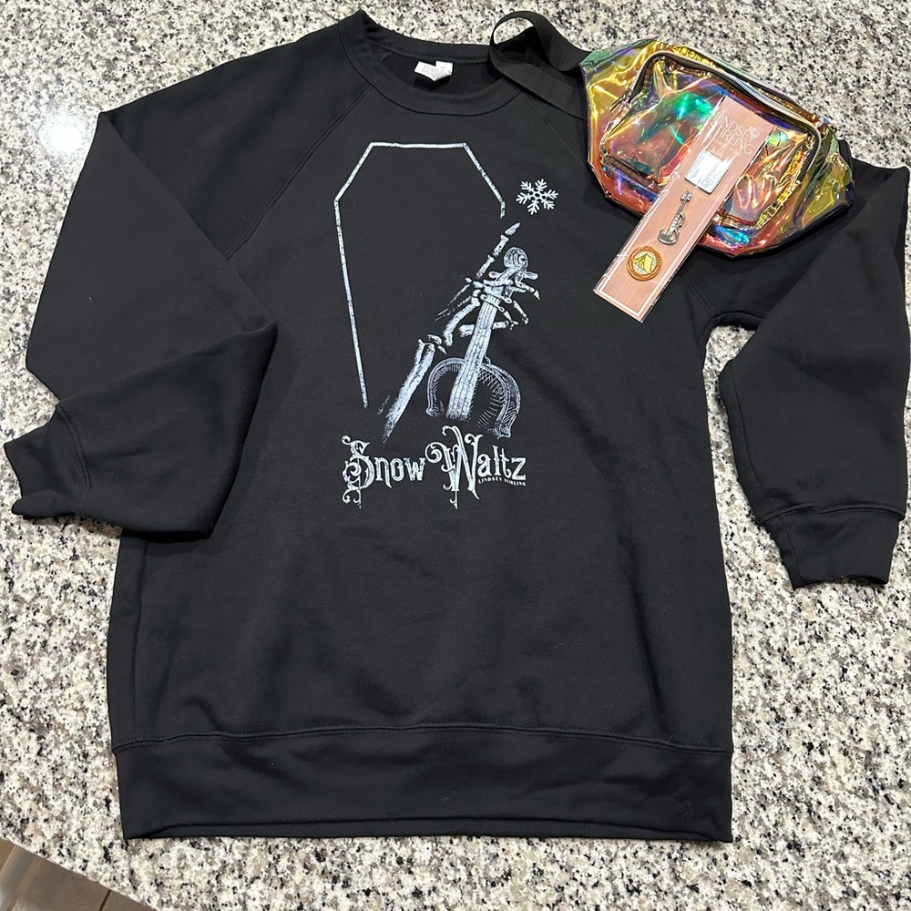 Lindsey Stirling Snow Waltz VIP Lanyard Pouch Pin Set Fleece Skeleton Crew Neck
